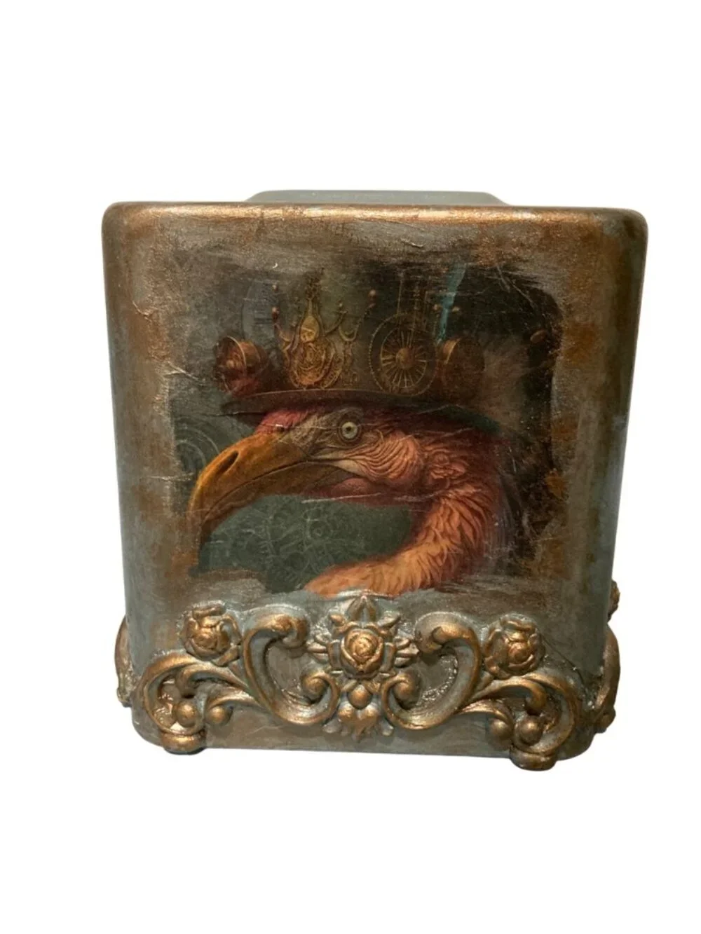 Victorian Gothic Steampunk Parrot Buzzard And Crow Tissue Box Cover